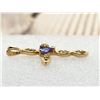 Image 3 : 14K Yellow Gold Tanzanite & Diamond Cross Pendant