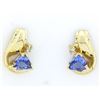Image 10 : 14K Yellow Gold Trilliant-Cut Tanzanite and Diamond Earrings