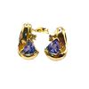 Image 1 : 14K Yellow Gold Trilliant-Cut Tanzanite and Diamond Earrings