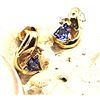 Image 9 : 14K Yellow Gold Trilliant-Cut Tanzanite and Diamond Earrings