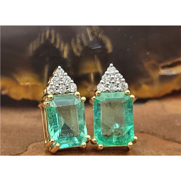 Ethiopian Emerald and Diamond Elegant Earrings