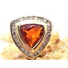 Image 2 : Trilliant-Cut Fire Opal with Diamond Halo Ring