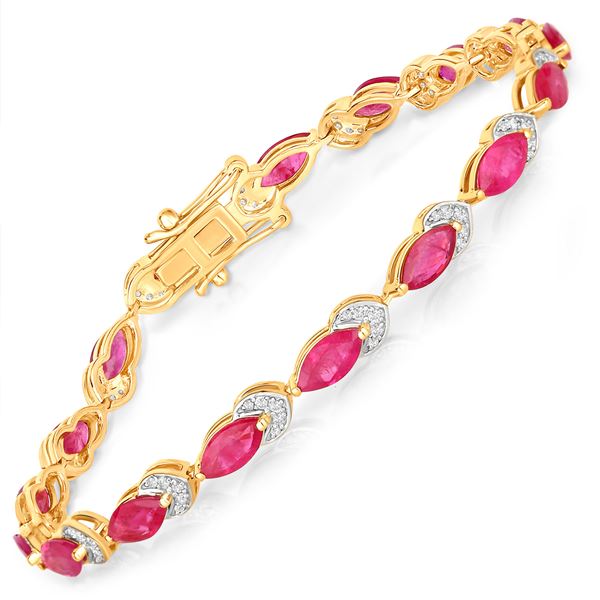 Marquise Ruby & Diamond  Tulip  Tennis Bracelet 7 