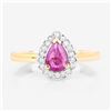 Image 3 : Pear-Cut Ruby and Diamond Halo Ring