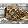 Image 1 : Red Garnet Dome Ring w/Multi-Color Gem Shoulders