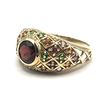 Image 2 : Red Garnet Dome Ring w/Multi-Color Gem Shoulders