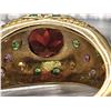 Image 8 : Red Garnet Dome Ring w/Multi-Color Gem Shoulders