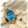 Image 1 : Large Swiss Blue Topaz Pendant/Enhancer Signed JH