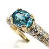 Image 1 : Heavenly Blue Zircon with Teal Overtones Ring with Diamond Shoulders