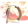 Image 1 : 14K Yellow Gold 3/4" Pink Sapphire Hoops