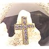 Image 2 : 14K Yellow Gold Cross with Genuine Tanzanite