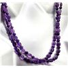 Image 2 : Double-Strand Necklace of Polished Amethyst Beads