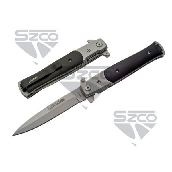 5  BLACK STILETTO STYLE LINER LOCK