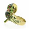 Image 5 : Vintage 18k Yellow Gold Multicolor Enamel w/ Spots Textured Snake Wrap Band Ring
