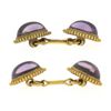 Image 4 : Men's Antique 14K Gold Oval Cabochon Bezel Amethyst Ball Bead Frame Cuff Links