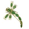 Image 4 : Vintage 10K Yellow Gold Cabochon Jade Open Work Dragonfly Large Pin Brooch