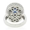Image 7 : Platinum Oval Bezel Sapphire Pave Diamond Covered Milgrain Platter Cocktail Ring