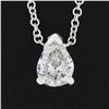 Image 3 : New 14k White Gold .34 ctw Pear Diamond Tear Drop Solitaire Pendant Chain Neckla