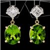 Image 4 : 14K TT Gold 5.70 ctw Oval Peridot Princess Cut Diamond Dangle Drop Earrings