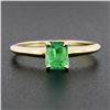 Image 2 : NEW Classic 14k Gold 0.51 ctw Prong Set Emerald Cut Emerald Solitaire Petite Rin
