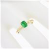 Image 3 : NEW Classic 14k Gold 0.51 ctw Prong Set Emerald Cut Emerald Solitaire Petite Rin