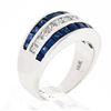 Image 9 : 18k White Gold 3.20 ctw Square Princess Diamond & Sapphire Channel Wide Band Rin