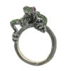 Image 8 : 18K Gold & Black Rhodium Pave Tsavorite & Red Eyes Frog Body Cocktail Ring