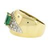 Image 6 : Estate 14k Gold 2 ctw Green Emerald & Diamond Wide Unique Polished Cigar Band Ri