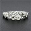 Image 2 : Antique Art Deco Platinum 0.92 ctw European Diamond Buckle Style Sides Ring