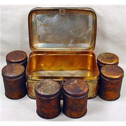 CIVIL WAR ERA SPICE SET IN METAL TIN - Inside are 