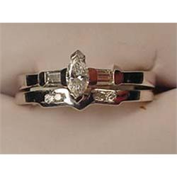 LADIES PLATINUM AND DIAMOND ENGAGEMENT RING SET - 