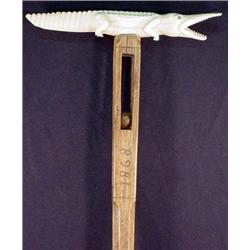 1868 POST CIVIL WAR ERA FOLKART CANE W/ IVORY ALLI