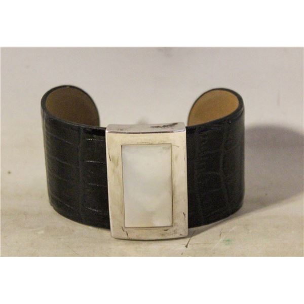 GENUINE LEATER & STERLING SILVER ELLE CUFF +