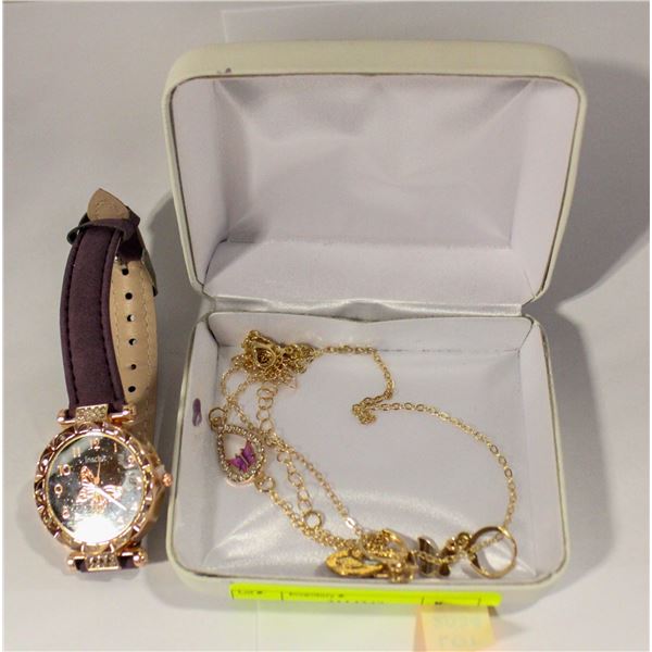 LADIES FASHION JEWELRY SET WATCH 5 PIECE