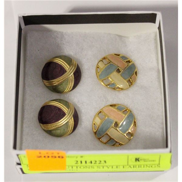 SET OF 2 BUTTONS STYLE EARRINGS WITH ENAMEL