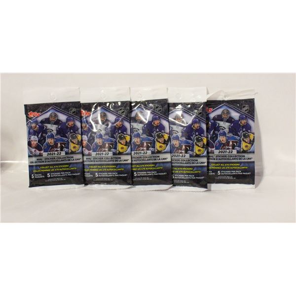FIVE SEALED TOPPS 2021-22 NHL STICKER