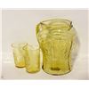 Image 1 : DEPRESSION VASELINE GLASS PITCHER & 2 CUPS