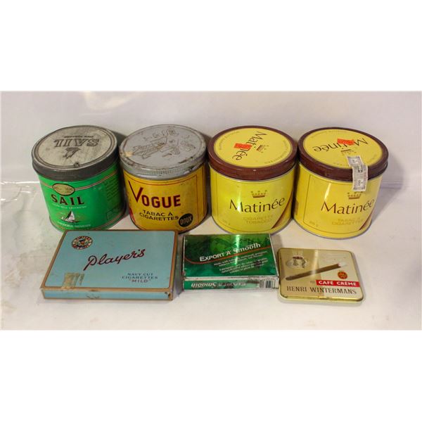 VINTAGE 7 CIGARETTE TINS