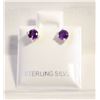 Image 1 : #92-NATURAL  AMETHYST  STUD EARRINGS