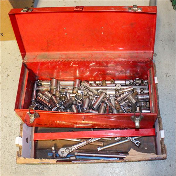 LARGE TOOL BOX W/SOCKETS, RATCHETS, ETC