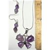 Image 1 : 25)  SILVER TONE WITH NATURAL AMETHYST