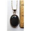 Image 1 : 19)  BEZEL SET OVAL BLACK ONYX PENDANT ON