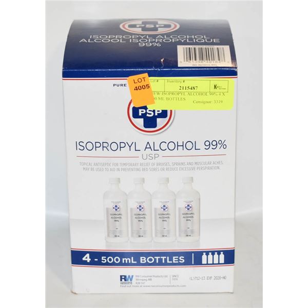 NEW ISOPROPYL ALCOHOL 99% 4 X 500 ML BOTTLES