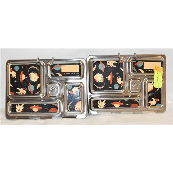 2 METAL BENTO BOX LUNCH BOXES-ESTATE