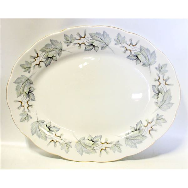 BONE CHINA ROYAL ALBERT SILVER MAPLE 15" OVAL PLA