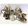 Image 1 : VINTAGE SILVER/BRASS TEAPOTS, CREAM & SUGAR &