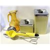 Image 1 : 1960'S YELLOW CANISTERS, GLASS JUICE PITCHER,