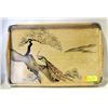 Image 1 : 1960'S TRAY WITH HAND-PAINTED PEACOCK BIRD 12"X18