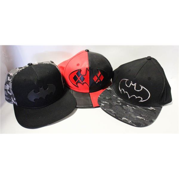 3 BATMAN HATS - 1 LEATHER 1 NEW WITH TAGS