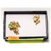 Image 1 : 2 CHERUB PINS WITH GREEN STONE